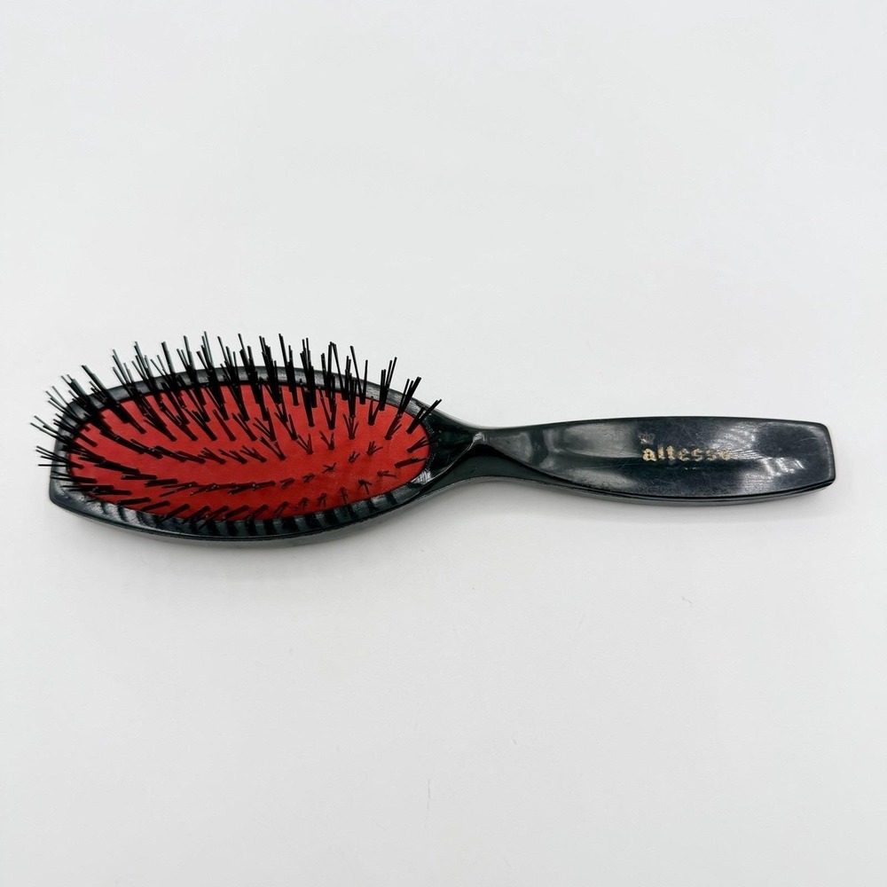 Vintage Altesse France Hair Brush Black Red Cushion Nylon Bristle 7" French